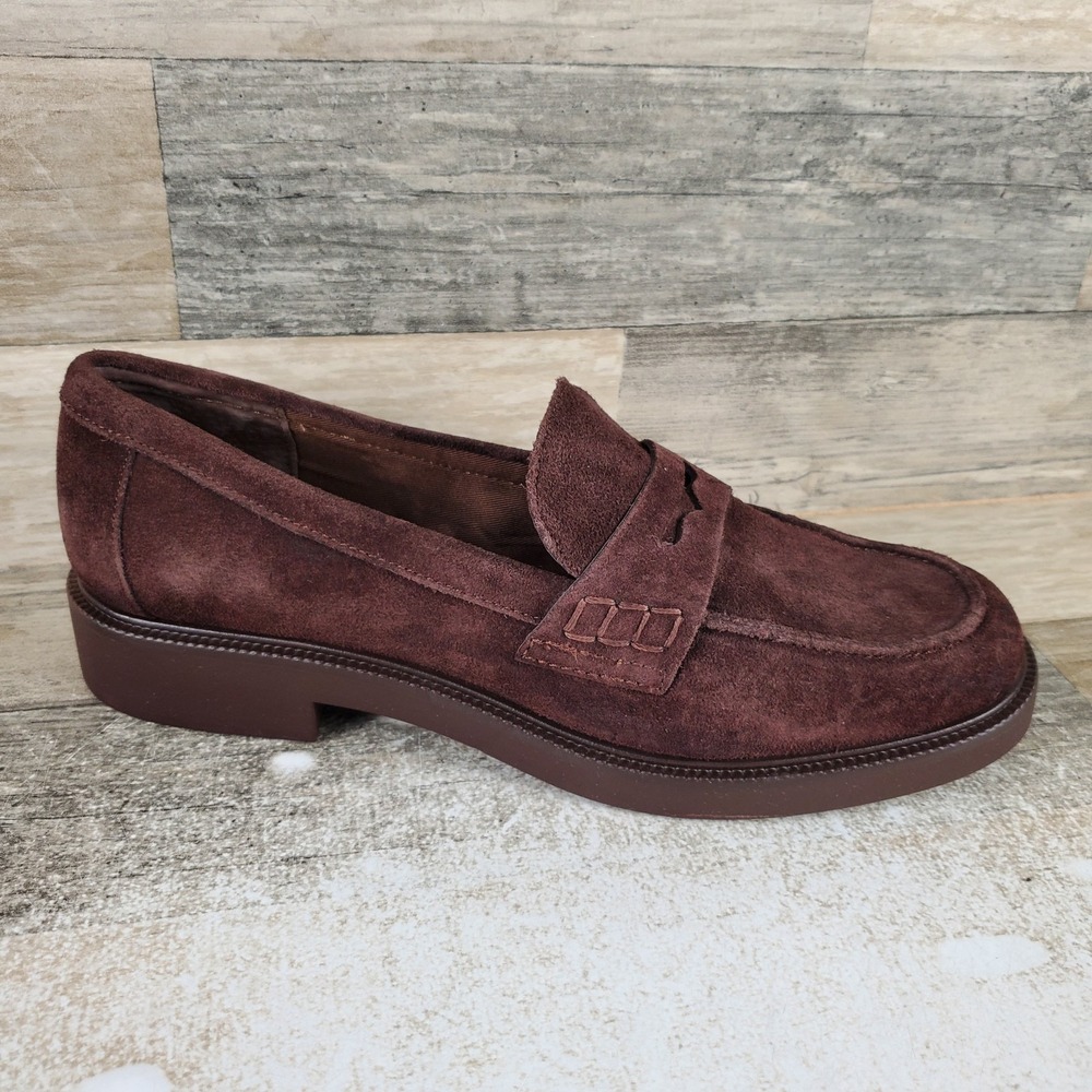 Dolce Vita Tiggy Womens Penny Loafer Sz 9.5 Mahogany Suede Moc Toe Slip On Shoes